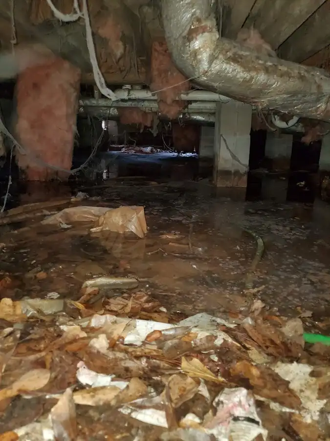 Crawl space flood assessment for Commercial Water Damage Restoration in Harris