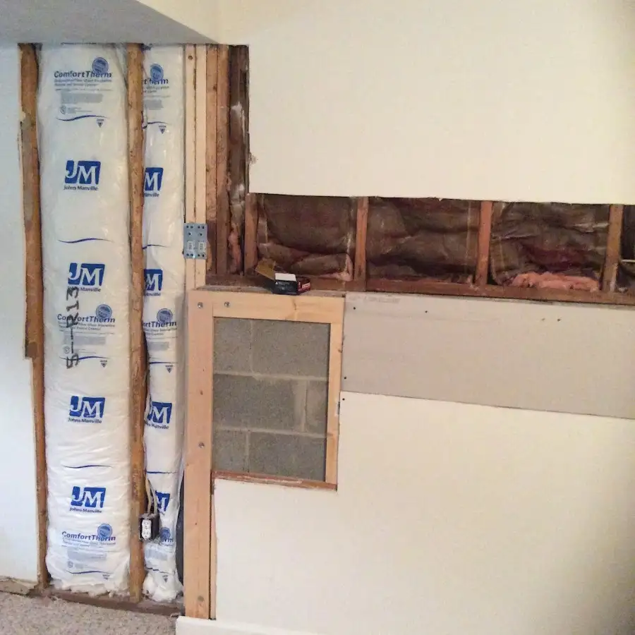 Wall insulation replacement during Basement Flood Cleanup in Harris